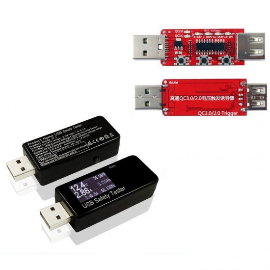 Digital DC USB Tester Current Voltage Charger Capacity Power Bank Battery Detector+QR2.0/3.0 Trigger