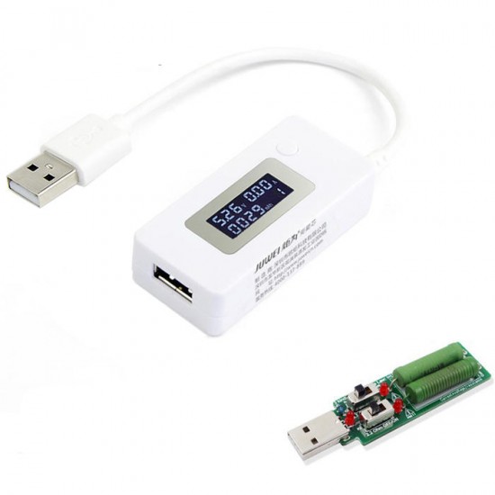 Digital Display USB Tester Current Voltage Charger Capacity Detector Power Bank Battery Meter+Discharge Resistance Load