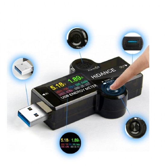 Digital USB3.0 Tester IPS Color Screen Voltmeter Ammeter Charger Power Detection Instrument Power Bank Charger Indicator