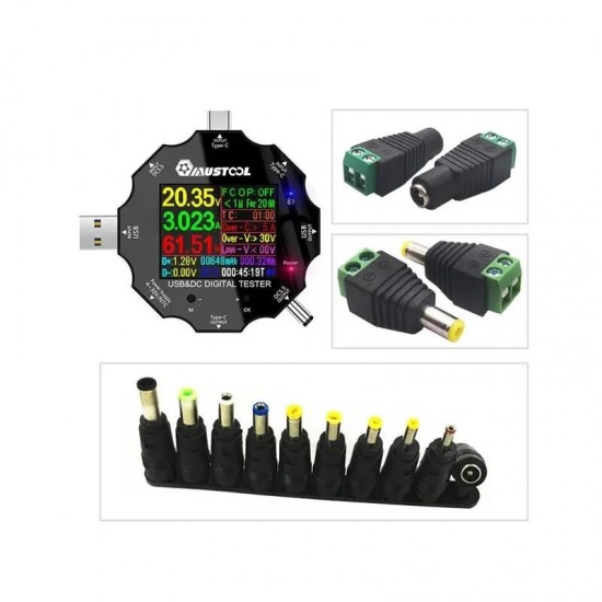UD18 USB3.0/DC/Type-C 18 in 1 USB Tester APP bluetooth + 12 Adapters