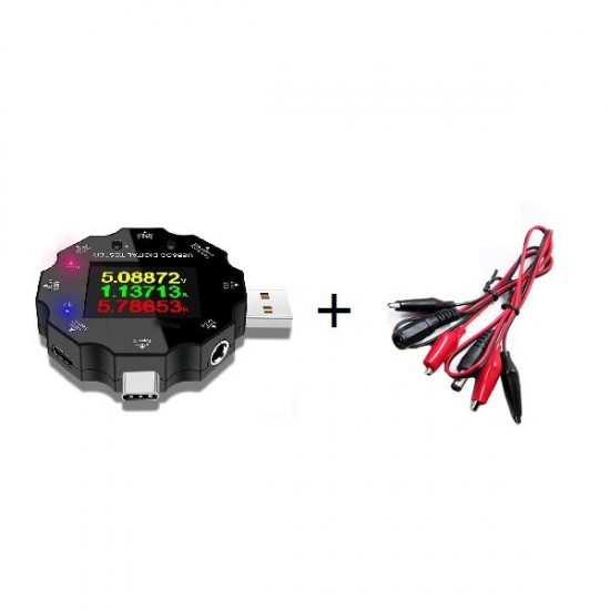 UD18 USB3.0/DC/Type-C 18 in 1 USB Tester bluetooth APP + DC Male to Crocodile Clip + DC Female to Crocodile Clip UD18 USB3.0/DC/Type-C 18 in 1 USB Tester bluetooth APP + DC Male to Crocodile Clip + DC Female to Crocodile Clip