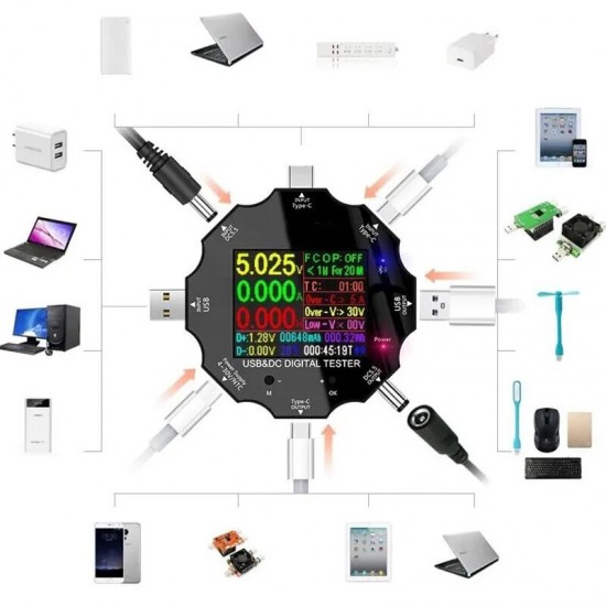 UD18 USB3.0/DC/Type-C 18 in 1 USB Tester bluetooth APP + DC Male to Crocodile Clip + DC Female to Crocodile Clip UD18 USB3.0/DC/Type-C 18 in 1 USB Tester bluetooth APP + DC Male to Crocodile Clip + DC Female to Crocodile Clip