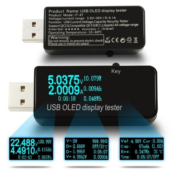 OLED 128x64 USB Tester DC Voltmeter Current Voltage Meter Power Bank Battery Capacity Monitor QC3.0 Phone Charger Detector OLED 128x64 USB Tester DC Voltmeter Current Voltage Meter Power Bank Battery Capacity Monitor QC3.0 Phone Charger Detector