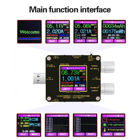 Wireless Charger Tester Color TFT bluetooth Android PC App USB Current Voltage Meter Load Detector Indicator DC Voltmeter Wireless Charger Tester Color TFT bluetooth Android PC App USB Current Voltage Meter Load Detector Indicator DC Voltmeter