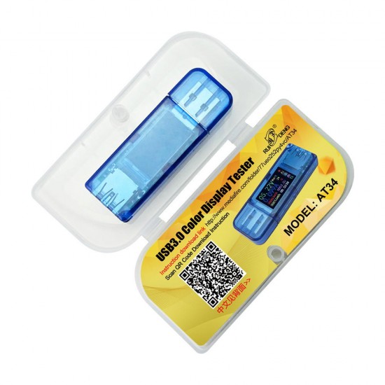 AT34 USB3.0 IPS HD Color Screen USB Tester Voltage Current Capacity Energy Power Equivalent Impedance Temperature Tester 30.00V 4.000A AT34 USB3.0 IPS HD Color Screen USB Tester Voltage Current Capacity Energy Power Equivalent Impedance Temperature Tester 30.00V 4.000A