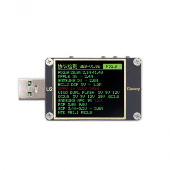 U2p Current and Voltage-meter USB Tester QC4+ PD3.0 2.0PPS Fast Charge Protocol Capacity Dimension U2p Current and Voltage-meter USB Tester QC4+ PD3.0 2.0PPS Fast Charge Protocol Capacity Dimension