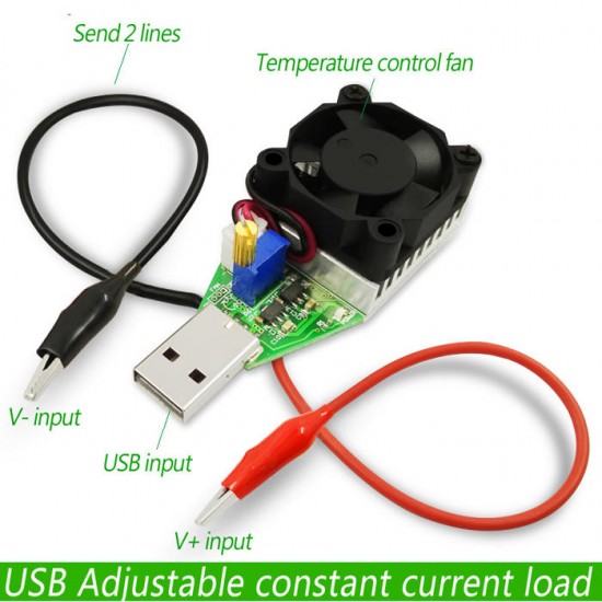 USB DC Electronic Load Resistor Battery Power Bank Capacity Testing Charger Adjustable Constant Current Voltage Aging Discharge