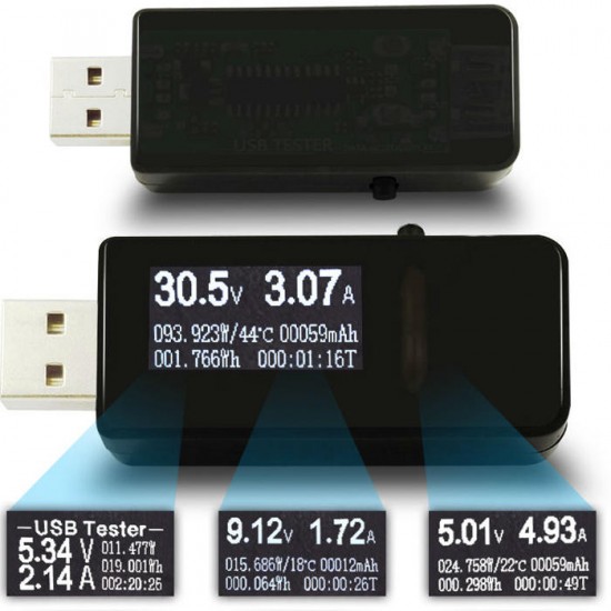 USB Tester Digital DC Current Voltage Detector Power Bank Charger Indicator + USB Load USB Tester Digital DC Current Voltage Detector Power Bank Charger Indicator + USB Load