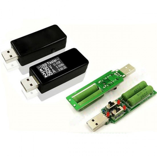 USB Tester Digital DC Current Voltage Detector Power Bank Charger Indicator + USB Load