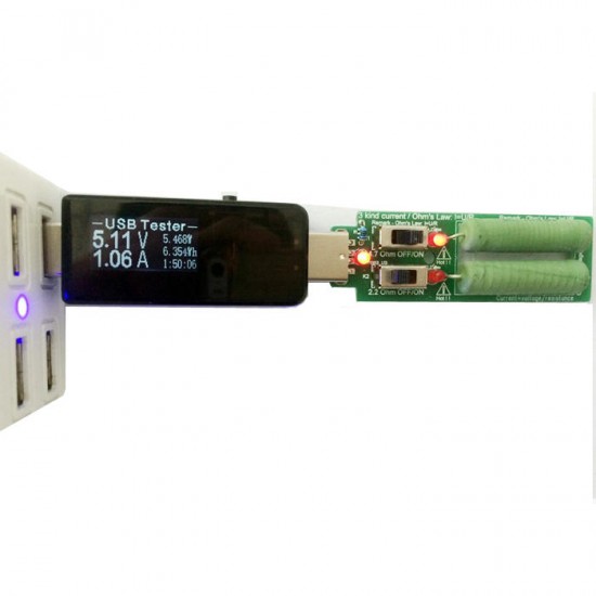 USB Tester Digital DC Current Voltage Detector Power Bank Charger Indicator + USB Load