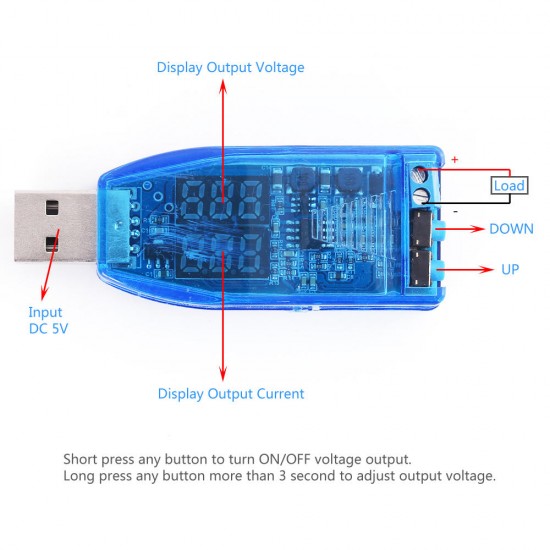 DC DC Boost/Buck USB 5V TO 3.3V 9V 12V 24V adjustable Regulated Desktop Power Supply Voltmeter Ammeter