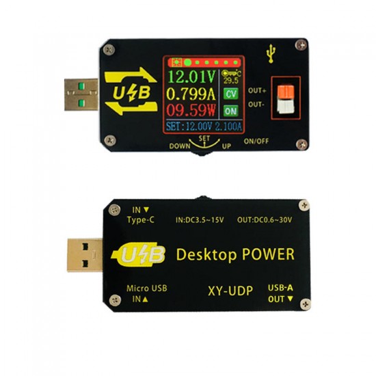 XY-UDP CNC USB Color Screen Power Supply Voltage Step-down Module Constant Voltage Constant Current 5V to 9V 12V 24V USB Voltage Controller USB Tester XY-UDP CNC USB Color Screen Power Supply Voltage Step-down Module Constant Voltage Constant Current 5V to 9V 12V 24V USB Voltage Controller USB Tester
