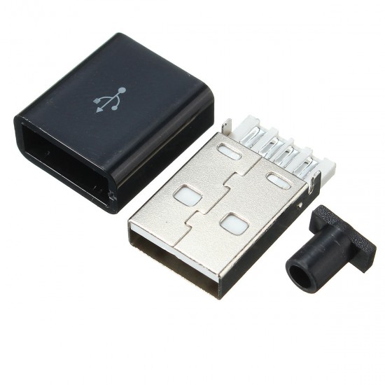 1Pcs USB 2.0 Type A Plug 4-pin Male Adapter Solder Connector & Black Cover Square 1Pcs USB 2.0 Type A Plug 4-pin Male Adapter Solder Connector & Black Cover Square
