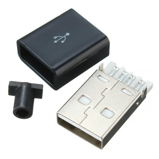 1Pcs USB 2.0 Type A Plug 4-pin Male Adapter Solder Connector & Black Cover Square 1Pcs USB 2.0 Type A Plug 4-pin Male Adapter Solder Connector & Black Cover Square