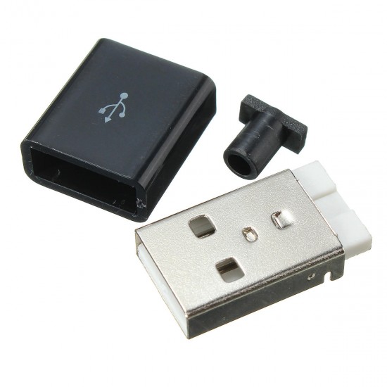 1Pcs USB 2.0 Type A Plug 4-pin Male Adapter Solder Connector & Black Cover Square 1Pcs USB 2.0 Type A Plug 4-pin Male Adapter Solder Connector & Black Cover Square
