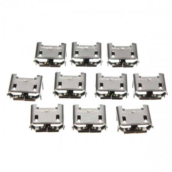 50pcs Micro USB Type B 5 Pin Female Socket 4 Vertical Legs For Solder Connector