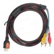 5FT/1.5M HDMI To 3 RCA AV Audio Video Cable Cord Adapter For TV HDTV DVD 1080P