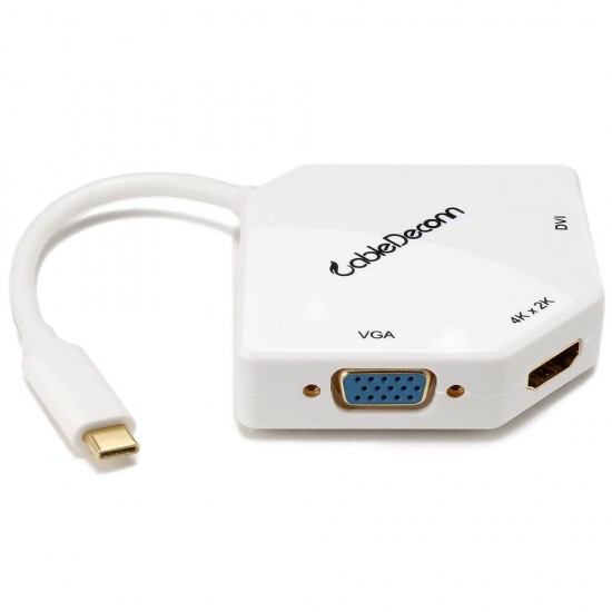 Type-C to VGA DVI Adapter 3 In 1 4K HD Cable Converter VGA Adapter