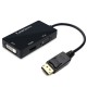 M0401 DP to VGA / HDMI / DVI Converter 3 in 1 Adapter Network Cable Converter for PC Notebook TV Projector
