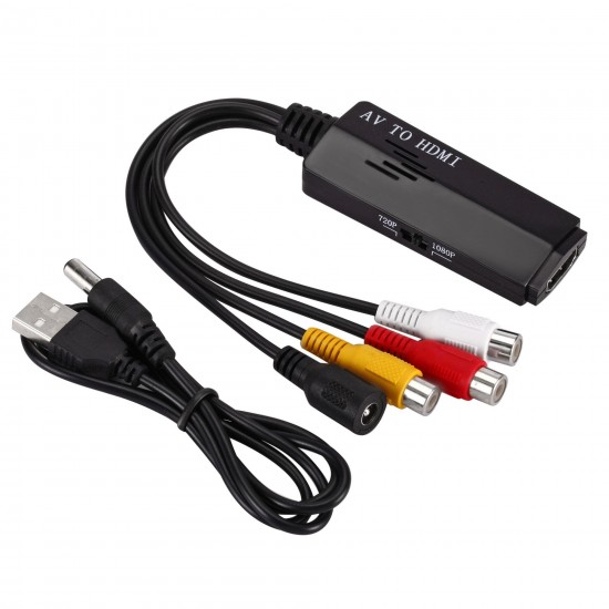 HD 1080P AV to HDMI Converter Adapter Composite Audio and Video CVBS to HDMI Converter Box with Cable Female to Female