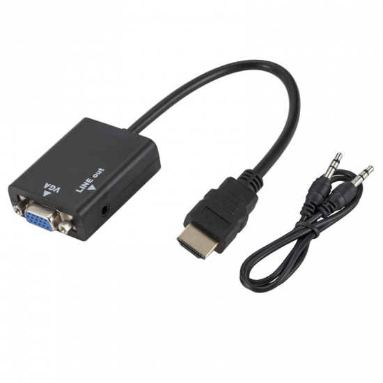 HDMI To VGA Converter 1080P HD Video Adapter with Audio Cable For HDTV PC Laptop TV Box