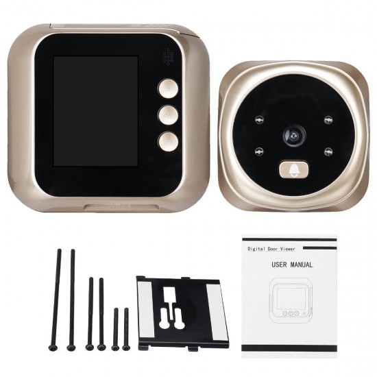 2.4 inch LCD 135 Degrees 720P HD Peephole Digital Viewer Door Eye Doorbell Camera Indoor Chime Night Vision Photo Taking/Video Recording for Home Security 2.4 inch LCD 135 Degrees 720P HD Peephole Digital Viewer Door Eye Doorbell Camera Indoor Chime Night Vision Photo Taking/Video Recording for Home Security