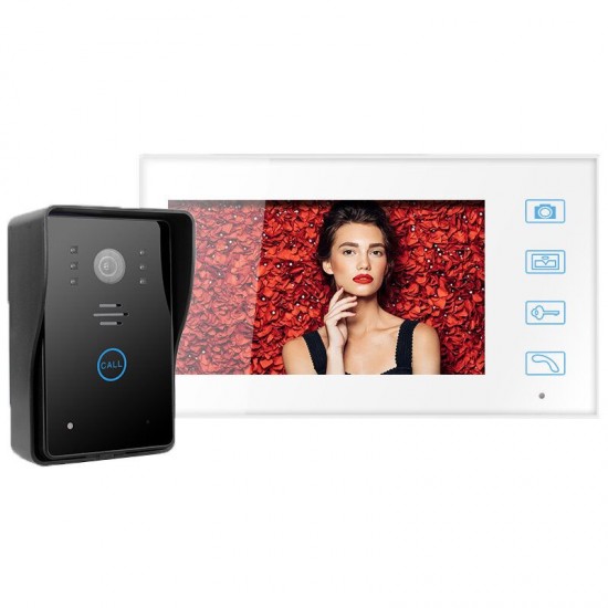 2.4G Wireless Video Intercom Doorbell 7in TFT LCD Touch Button with Record Snapshots Night Vision Doorbell