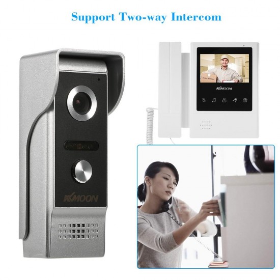 4.3 Inch LCD Monitor Wired Video Intercom Doorbell Kits Support Night Vision Camera Two Way Audio Rainproof for Video Door Phone Intercom System