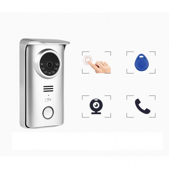 7 inch Wired Video Door Phone Visual Video Intercom Two-way Audio Intercom Fingerprint With Waterproof Outdoor IR Camera