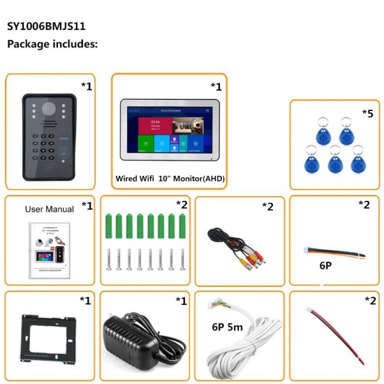 10 Inch Wired / Wireless Wifi RFID Password Video Door Phone Doorbell Intercom Entry System with AHD 720P Wired Camera Night Vision,Support Remote APP Unlocking,Recording,Snapshots 10 Inch Wired / Wireless Wifi RFID Password Video Door Phone Doorbell Intercom Entry System with AHD 720P Wired Camera Night Vision,Support Remote APP Unlocking,Recording,Snapshots