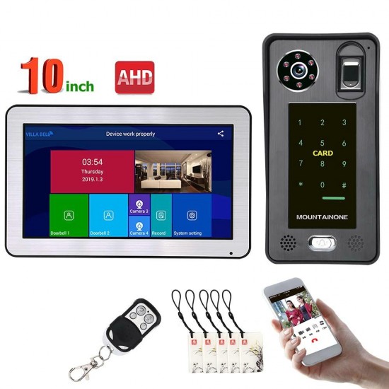 10 Inch Wired Wifi Fingerprint IC CardVideo Door Phone Doorbell Intercom System with AHD 720PDoor Access Control System,Support Remote APP Unlocking,Recording,Snapshots 10 Inch Wired Wifi Fingerprint IC CardVideo Door Phone Doorbell Intercom System with AHD 720PDoor Access Control System,Support Remote APP Unlocking,Recording,Snapshots