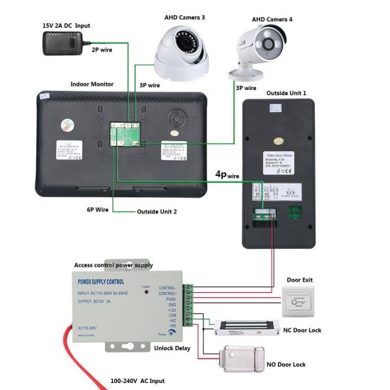10 Inch Wired Wifi Video Door Phone Doorbell Intercom Entry System with IR-CUT AHD 720P 2 X Wired Camera Night Vision,Support Remote APP Intercom,Unlocking,Recording,Snapshots 10 Inch Wired Wifi Video Door Phone Doorbell Intercom Entry System with IR-CUT AHD 720P 2 X Wired Camera Night Vision,Support Remote APP Intercom,Unlocking,Recording,Snapshots