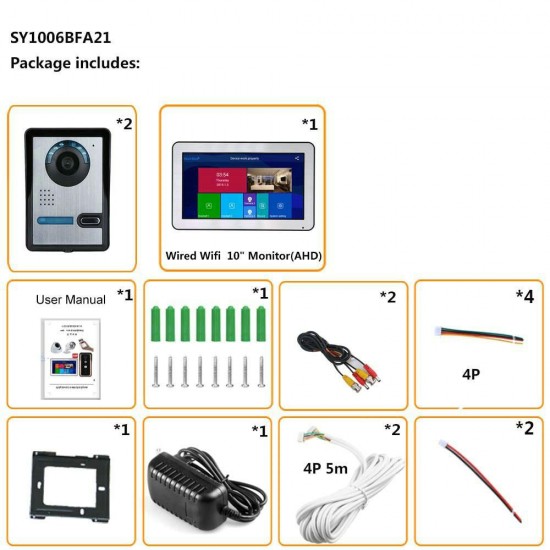 10 Inch Wired Wifi Video Door Phone Doorbell Intercom Entry System with IR-CUT AHD 720P 2 X Wired Camera Night Vision,Support Remote APP Intercom,Unlocking,Recording,Snapshots 10 Inch Wired Wifi Video Door Phone Doorbell Intercom Entry System with IR-CUT AHD 720P 2 X Wired Camera Night Vision,Support Remote APP Intercom,Unlocking,Recording,Snapshots