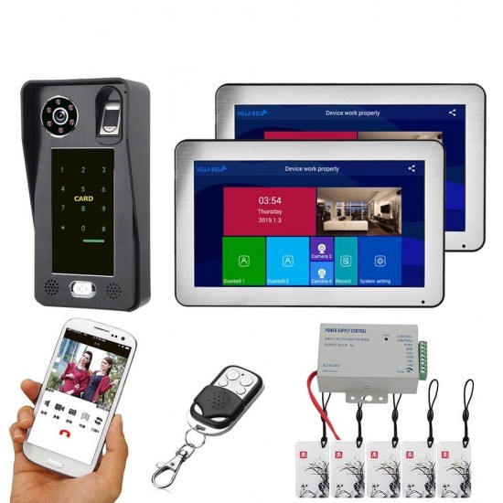 10 inch2 Monitors Wifi Wireless Fingerprint IC Card Video Door Phone Doorbell Intercom System with Wired AHD 1080PDoor Access Control System,Support Remote APP Unlocking,Recording 10 inch2 Monitors Wifi Wireless Fingerprint IC Card Video Door Phone Doorbell Intercom System with Wired AHD 1080PDoor Access Control System,Support Remote APP Unlocking,Recording