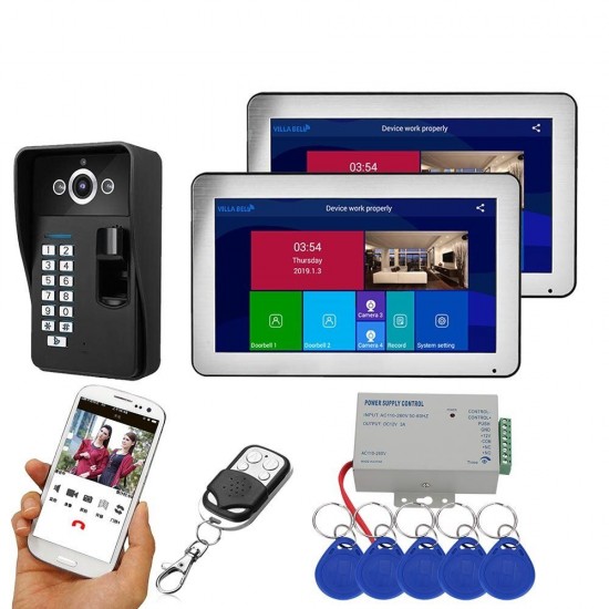 10 inch2 Monitors Wifi Wireless Fingerprint RFID Video Door Phone Doorbell Intercom System with Wired AHD 1080PDoor Access Control System,Support Remote APP Unlocking,Recording 10 inch2 Monitors Wifi Wireless Fingerprint RFID Video Door Phone Doorbell Intercom System with Wired AHD 1080PDoor Access Control System,Support Remote APP Unlocking,Recording