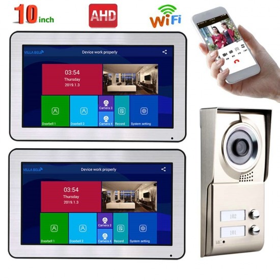 10 inch Record WiredAHD 720P Video Door Phone Doorbell Intercom System Video Intercom Systems 2 Apartments