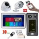 10 inch Wired Wifi Fingerprint IC CardVideo Door Phone Doorbell Intercom System and 2CH AHD Security Camera,Support Remote APP Intercom,Unlocking,Recording