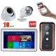 10 inch Wired Wifi Video Doorbell Intercom Entry System and 2CH AHD Security Camera,Support Remote APP intercom,unlocking,Recording