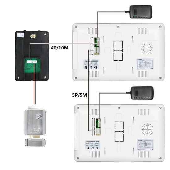 7 Inch Video Door Phone Doorbell Intercom Kit 1-camera 1-monitor Night Vision with 700TVL Camera