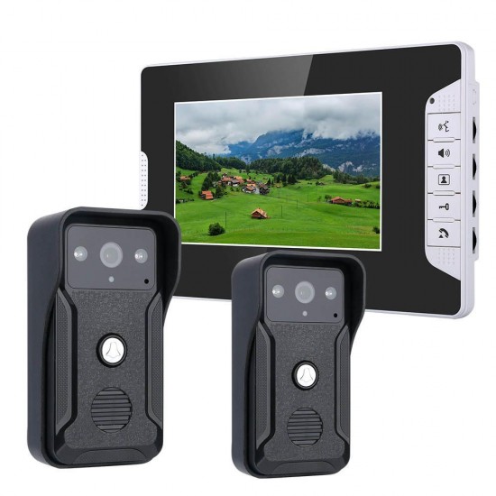 7 Inch Video Door Phone Doorbell Intercom Kit 2 Camera 1 Monitor Night Vision with 700TVL Camera 7 Inch Video Door Phone Doorbell Intercom Kit 2 Camera 1 Monitor Night Vision with 700TVL Camera