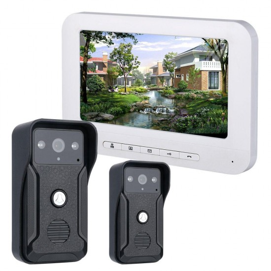 7 Inch Video Door Phone Doorbell Intercom Kits 2 Camera 1 Monitor Night Vision with 700TVL Camera 7 Inch Video Door Phone Doorbell Intercom Kits 2 Camera 1 Monitor Night Vision with 700TVL Camera