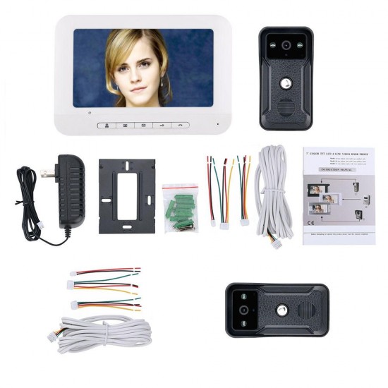 7 Inch Video Door Phone Doorbell Intercom Kits 2 Camera 1 Monitor Night Vision with 700TVL Camera 7 Inch Video Door Phone Doorbell Intercom Kits 2 Camera 1 Monitor Night Vision with 700TVL Camera