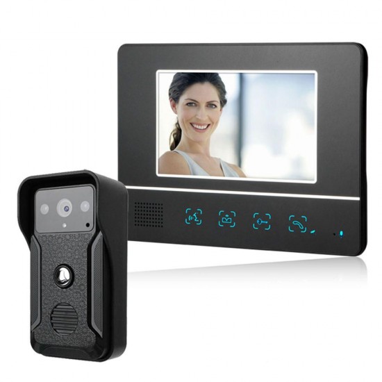 7 Inch Video Phone Doorbell Intercom Kit 1-camera 1-monitor Night Vision Doorbell
