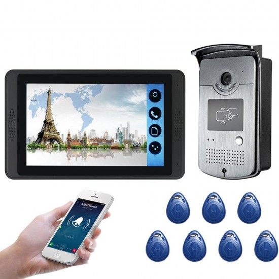 7 Inch Wifi Wired Video Doorbell Video Camera Phone Remote Swipe Password Remote Unlock