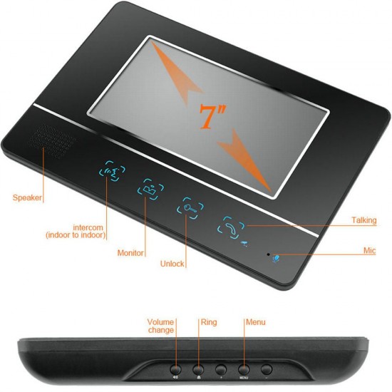 7 Inch Wired Video Doorbell Intercom Kit 1-camera 2-monitor Night Vision Doorbell 7 Inch Wired Video Doorbell Intercom Kit 1-camera 2-monitor Night Vision Doorbell