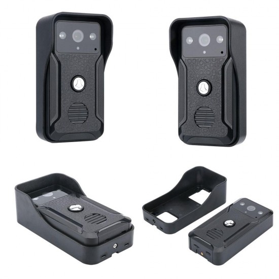 7 Inch Wired Video Doorbell Intercom Kit 1-camera 2-monitor Night Vision Doorbell