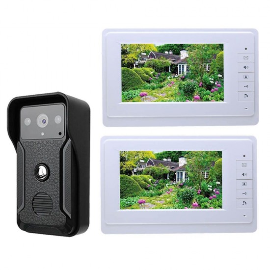 7 Inch Wired Video Phone Doorbell Intercom Kit 1-camera 2-monitor Night Vision Doorbell 7 Inch Wired Video Phone Doorbell Intercom Kit 1-camera 2-monitor Night Vision Doorbell