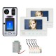 7 inch 2 Monitor Video Door Phone Doorbell Intercom System with Face Recognition Fingerprint RFIC Wired 1000TVL Camera