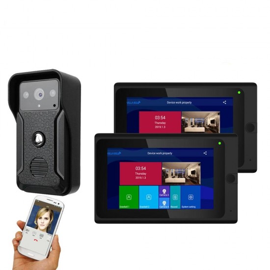 7 inch 2 MonitorsWireless WIFI Video Door Phone Doorbell Intercom Entry System with Wired HD 1080P Wired Camera Night Vision,Support Remote APP intercom,unlocking,Recording,Snapshots 7 inch 2 MonitorsWireless WIFI Video Door Phone Doorbell Intercom Entry System with Wired HD 1080P Wired Camera Night Vision,Support Remote APP intercom,unlocking,Recording,Snapshots