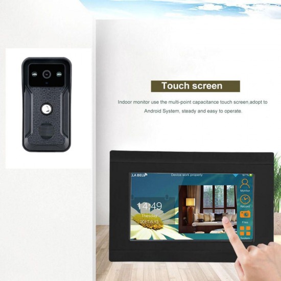 7 inch 2 Monitors Wired /Wireless Video Doorbell Intercom Entry System with HD 1080P Wired Camera Night Vision,Support Remote APP intercom,unlocking,Recording,Snapshots